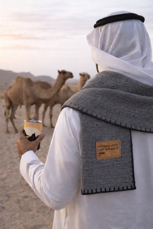 قطعة شتوية متكاملة | ماق وشال بعبارة دافئة